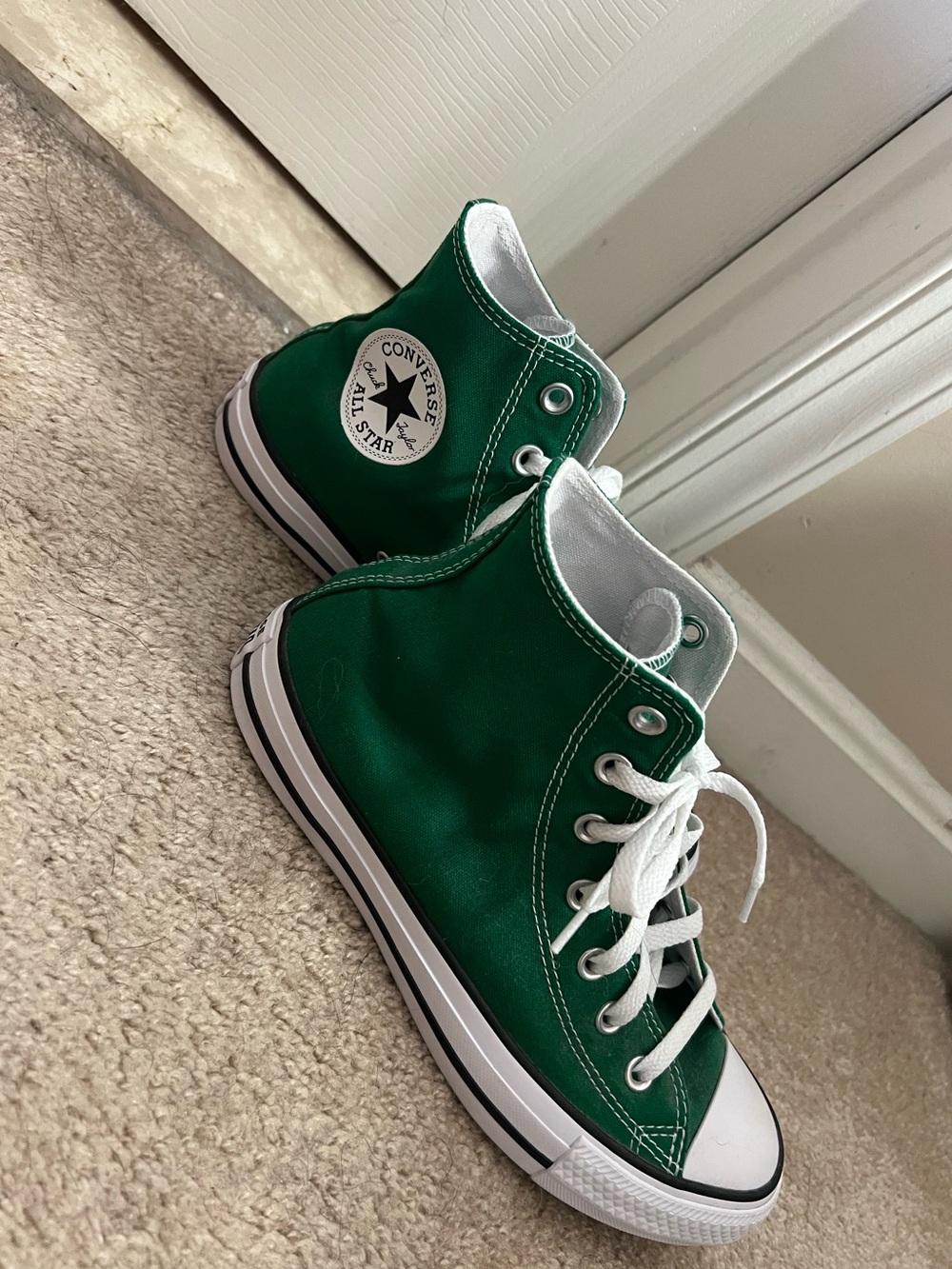 Converse Green and White High-Top Canvas Sneakers - Picture 2 of 6
